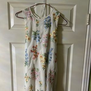 Calvin Klein Sleeveless Floral Embroidered Shift Dress